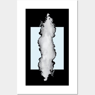 Light Blue Gray and Black Graphic Cloud Effect Posters and Art